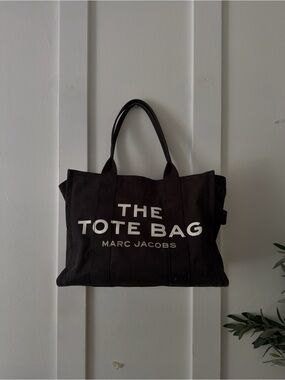 Marc Jacobs Black Canvas 'The Tote Bag' with White Logo
